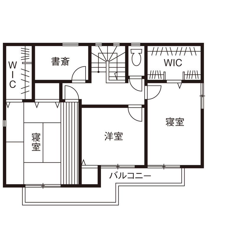 田原建設 【2000万円台/大阪/長期優良住宅】間取りや照明計画がお気に入り。広々LDK＆音楽ルームが魅力の開放的な家の間取り図（4LDK）2階