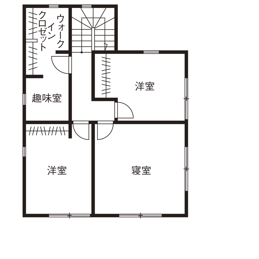 矢橋林業　矢橋の家  【2000万円台/4LDK/平屋風/注文住宅/間取り図】家事ラクな家。廊下やドアを減らしてコストダウンに成功！ の間取り図（4LDK）２階