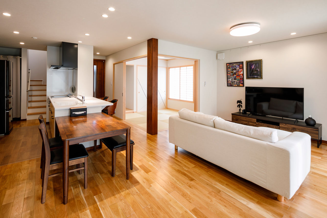 矢橋林業　矢橋の家  【2000万円台/4LDK/平屋風/注文住宅/間取り図】家事ラクな家。廊下やドアを減らしてコストダウンに成功！ の建築実例画像3