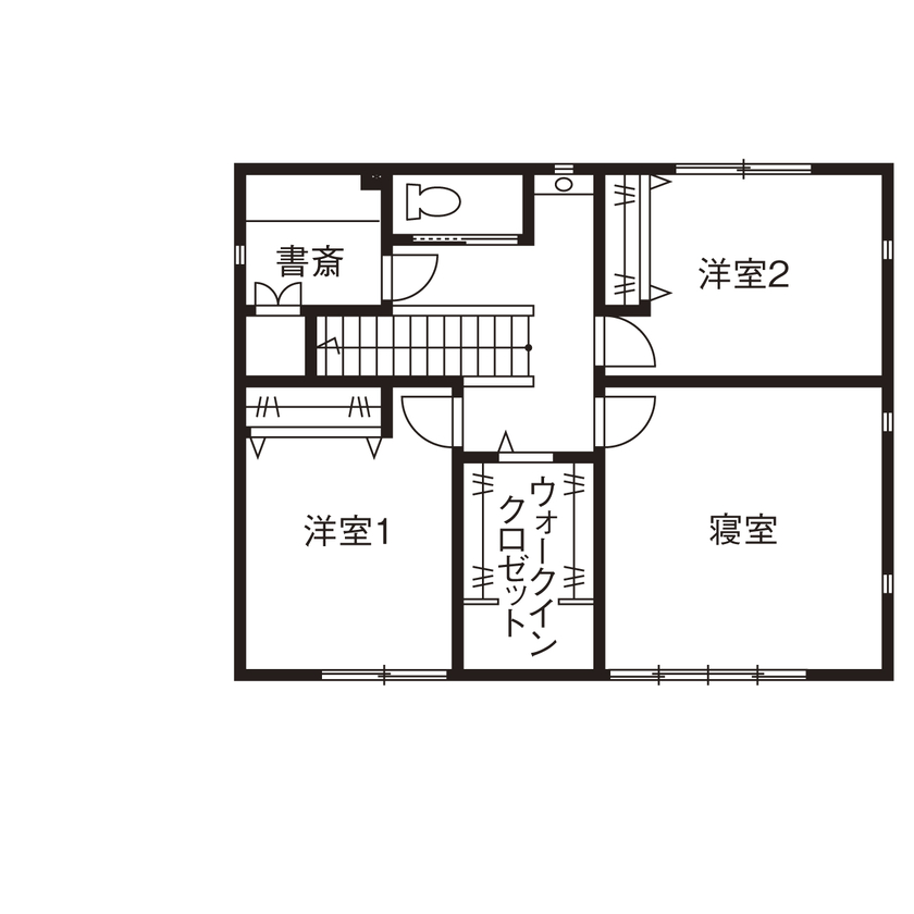 矢橋林業　矢橋の家 【2000万円台/30坪台/間取り図】グレーに木の温もりをプラス。「この動線のおかげで家事ラクが叶いました」の間取り図（3LDK）２階