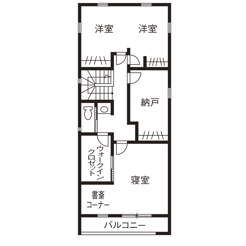 矢橋林業　矢橋の家 【30坪台｜2000万円台】無垢の床がやさしいカフェ風の家「好きなものが映える暮らしやすい家です」の間取り図（3LDK＋納戸）２階