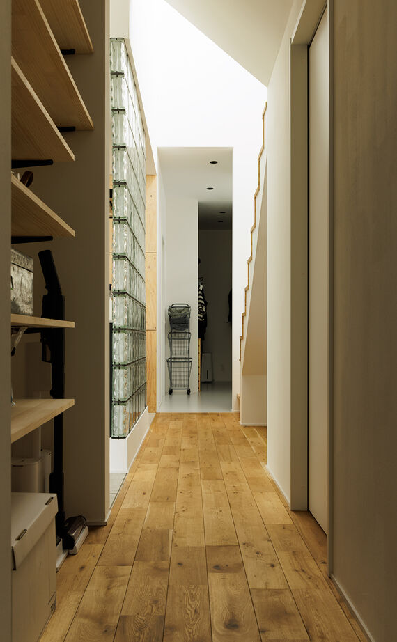 スタジオカーサ　一級建築士事務所 【5120万円/48坪/移住】木×ガラスブロック×タイルなど異素材をMIXした空間。全館空調も心地よさをプラスの建築実例画像11