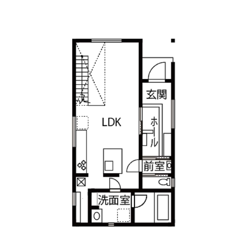 【横須賀/湘南/横浜】かつ七興産 【1600万円台/間取り図あり】子育てを重視した家づくり。日常にゆとりを生む回遊動線で家事ラクできる家の間取り図（5K以上）1階
