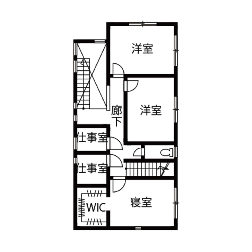 【横須賀/湘南/横浜】かつ七興産 【1600万円台/間取り図あり】子育てを重視した家づくり。日常にゆとりを生む回遊動線で家事ラクできる家の間取り図（5K以上）2階
