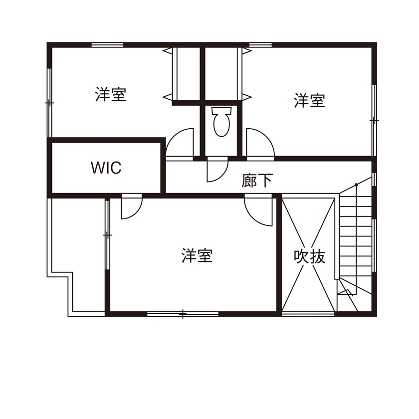 つくみホームズ 【20坪台/1000万円台/間取り図有】おうち時間をもっと楽しく。吹抜け階段のあるおしゃれなカフェ風の家の間取り図（3LDK）2階