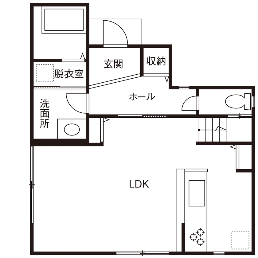 つくみホームズ 【20坪台/1000万円台/間取り図有】オプションを付けてもこの価格！開放感のあるホテルライクな家の間取り図（3LDK）1階