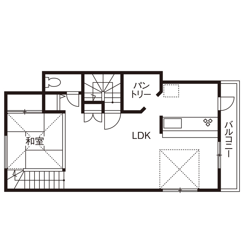 つくみホームズ 【横浜市/30坪台/3000万円台/間取り図有】人も猫もみんなが快適に暮らせる、ロフト付き2階リビングの家の間取り図（3LDK）2階