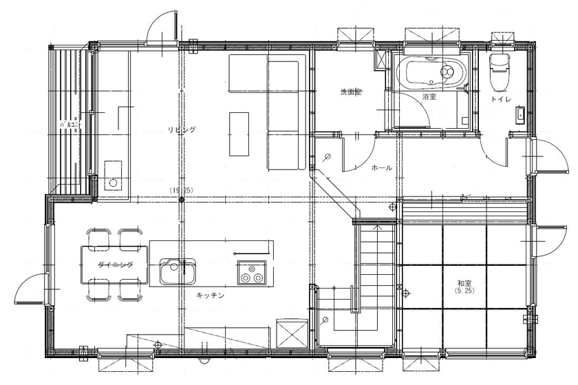 晃和住宅 【狭小地×ペットと暮らす×2階リビング】ニセコの大自然に溶け込み眺望にこだわった"Happy"な木の家の間取り図（3LDK）2階