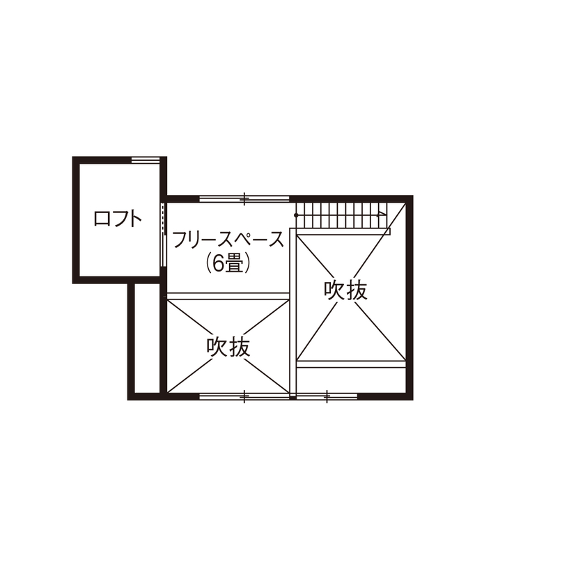 佐七建設 【3LDK+S/31坪/平屋ライク】薪ストーブの炎がゆらぎ、猫とまどろむ。自然素材とともにある、なごみの家の間取り図（3LDK+S）2階
