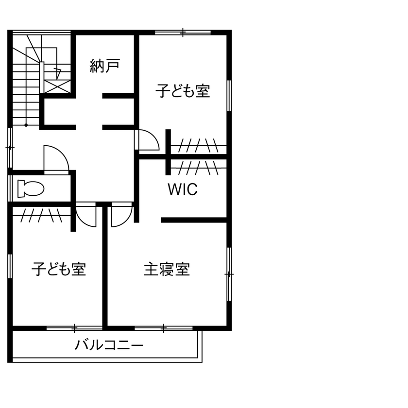 厚見建設工業 【2000万円台/岐阜市/間取り図有】家事ラク動線と充実の収納で子育て世代が暮らしやすい家の間取り図（4LDK）2階