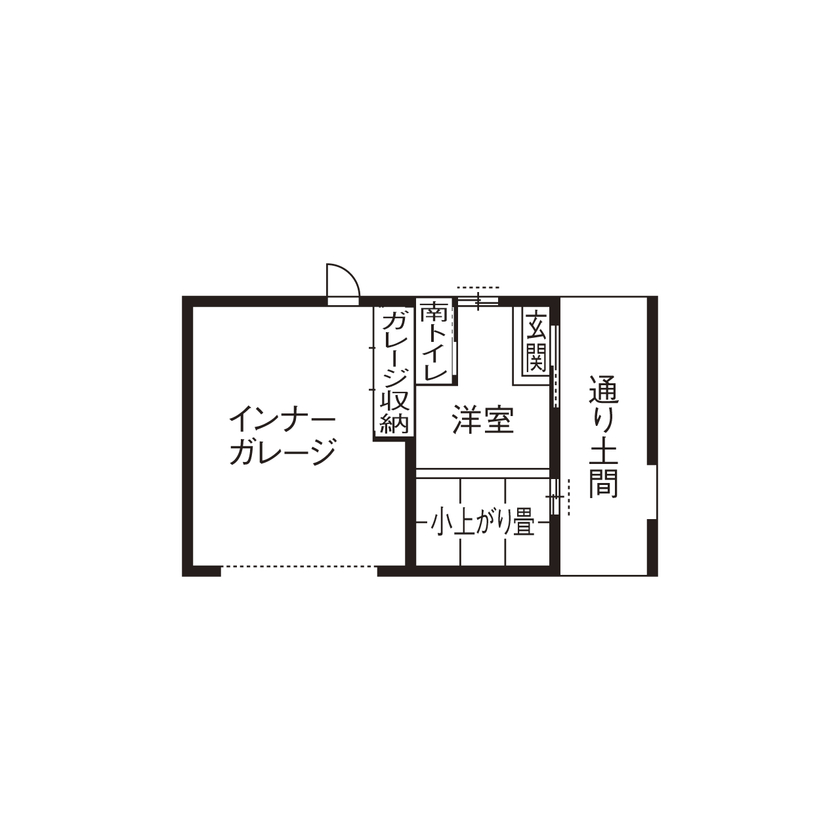 厚見建設工業 【平屋/インナーガレージ/間取図有】北棟＋南棟、2棟構成。シンプル＆品格を纏う大人のための平屋の間取り図（4LDK）南棟1階