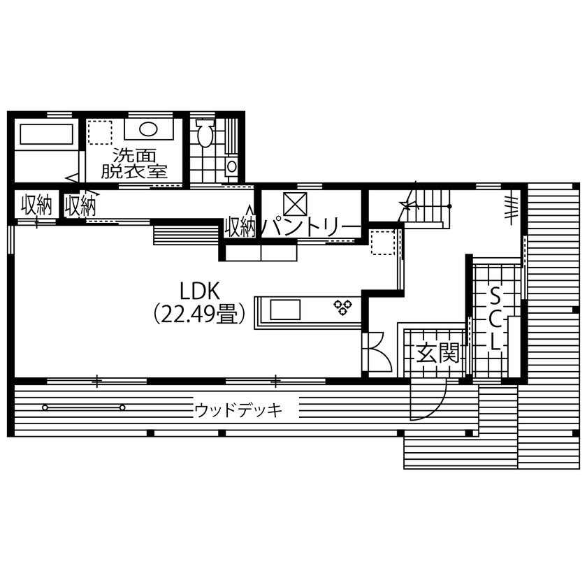 厚見建設工業 【サーフハウス／カバードポーチ】住まいづくりのプロの目も満足させた、設計・施工・表現力の間取り図（3LDK）1階