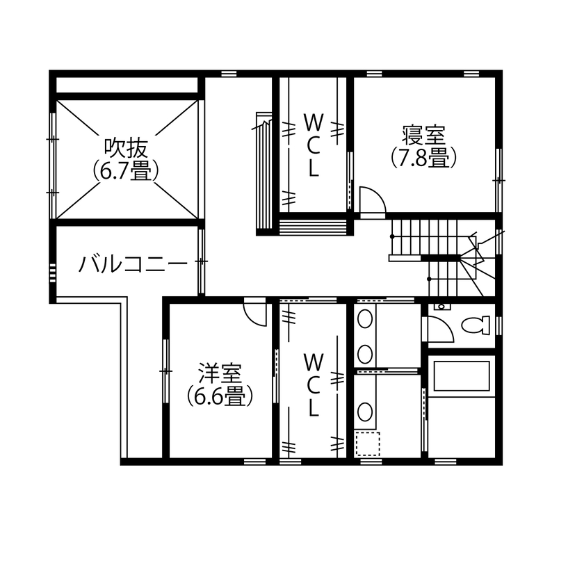 厚見建設工業 【テクノストラクチャー工法／３階建て／吹抜け】「スタイリッシュ×安心」の耐震住宅の間取り図（5K以上）2階