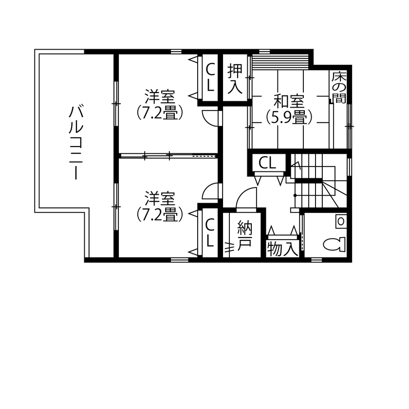 厚見建設工業 【テクノストラクチャー工法／３階建て／吹抜け】「スタイリッシュ×安心」の耐震住宅の間取り図（5K以上）3階