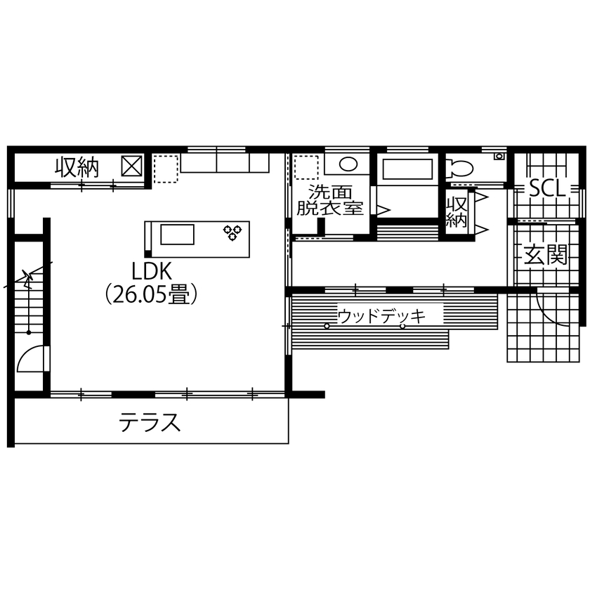 厚見建設工業 【シンプルモダン】綿密な資金計画とメリハリの効いた予算配分で実現した、納得の住まいの間取り図（4LDK）1階