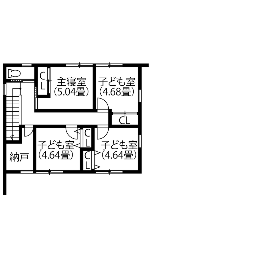 厚見建設工業 【シンプルモダン】綿密な資金計画とメリハリの効いた予算配分で実現した、納得の住まいの間取り図（4LDK）2階