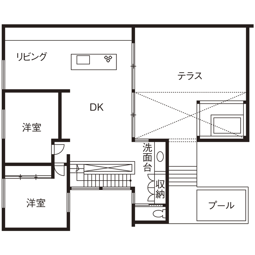 vacances東海 by stylecasa 【ビルトインガレージ×サウナ×66坪｜間取り有】ラグジュアリーリゾートの寛ぎで、常に帰りたくなる家にの間取り図（4LDK+サウナ+ガレージ）2階