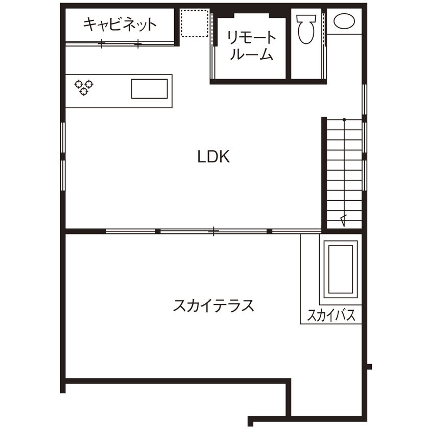 vacances東海 by stylecasa 【浜松市｜2000万円台×2階リビング×31坪｜間取り有】「中庭のある家」という理想通りの暮らしに一目ぼれの間取り図（３LDK+スカイテラス）2階