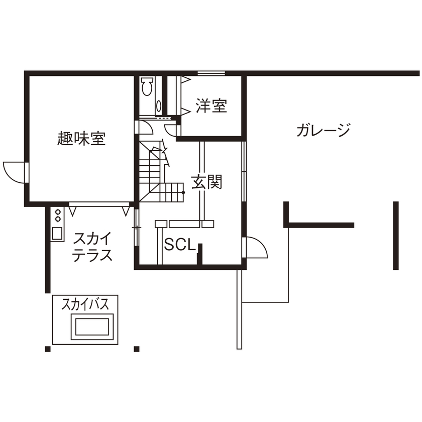 vacances東海 by stylecasa 【浜松市｜ビルトインガレージ×50坪｜間取り有】迎賓の間を1階に、絶景ダイニングを2階に構えた湖畔の邸宅の間取り図（4LDK+2WIC+ガレージ）１階