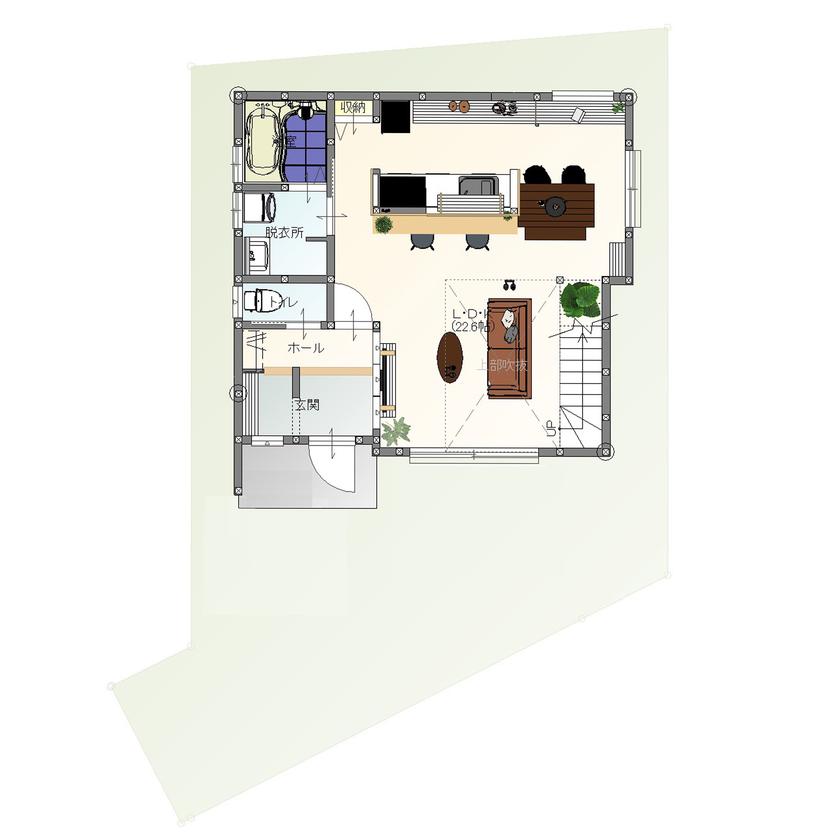 アトリエ・クラッセ 一級建築士事務所 京都｜2100万円台　天然木・造作を見せてヴィンテージ感を演出したインダストリアルハウスの間取り図（3LDK）1階