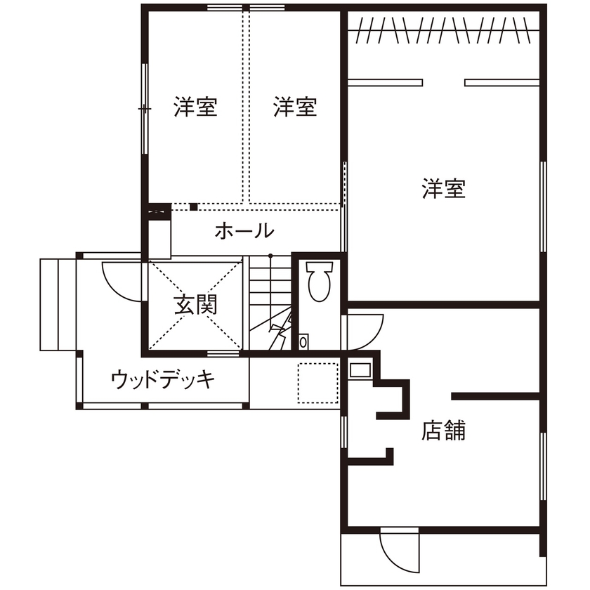 湘栄建設 【大磯町/店舗併用住宅/2000万円台/間取り図有】DIYを楽しみながら暮らす。ご夫婦の温かい人柄が詰まった家の間取り図（2LDK）1階