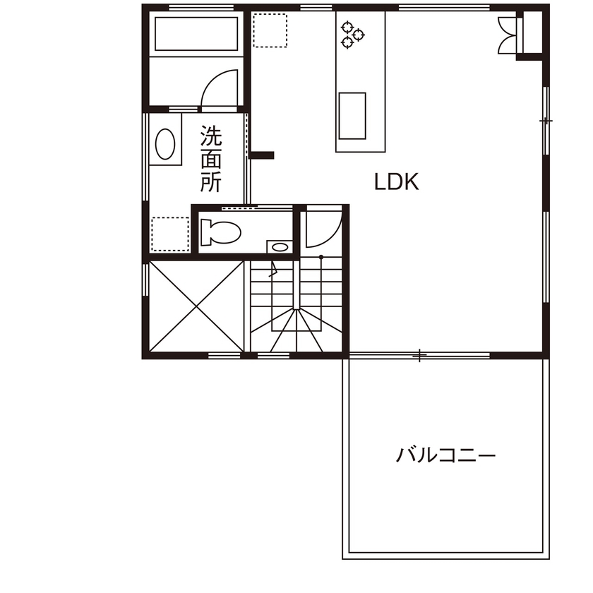 湘栄建設 【大磯町/店舗併用住宅/2000万円台/間取り図有】DIYを楽しみながら暮らす。ご夫婦の温かい人柄が詰まった家の間取り図（2LDK）2階