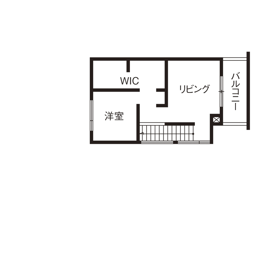 ユニバーサルホーム 【間取図・無垢床&床暖房・ビルトインガレージ】インダストリアルスタイルのおしゃれなビストロ風の間取り図（2リビングの2世帯住宅）2階