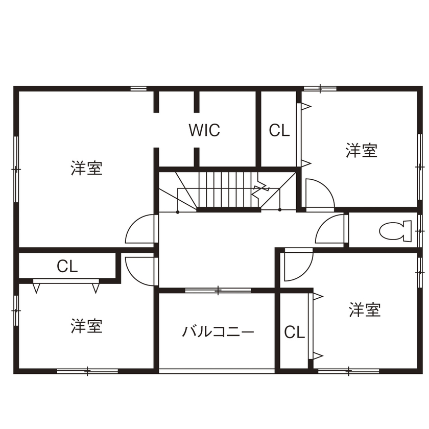 ユニバーサルホーム 【間取図/無垢床&床暖房/家カフェ/小上がり】大人のカフェスタイル×子育てが楽しくなる小上がりのある家の間取り図（5K以上）2階