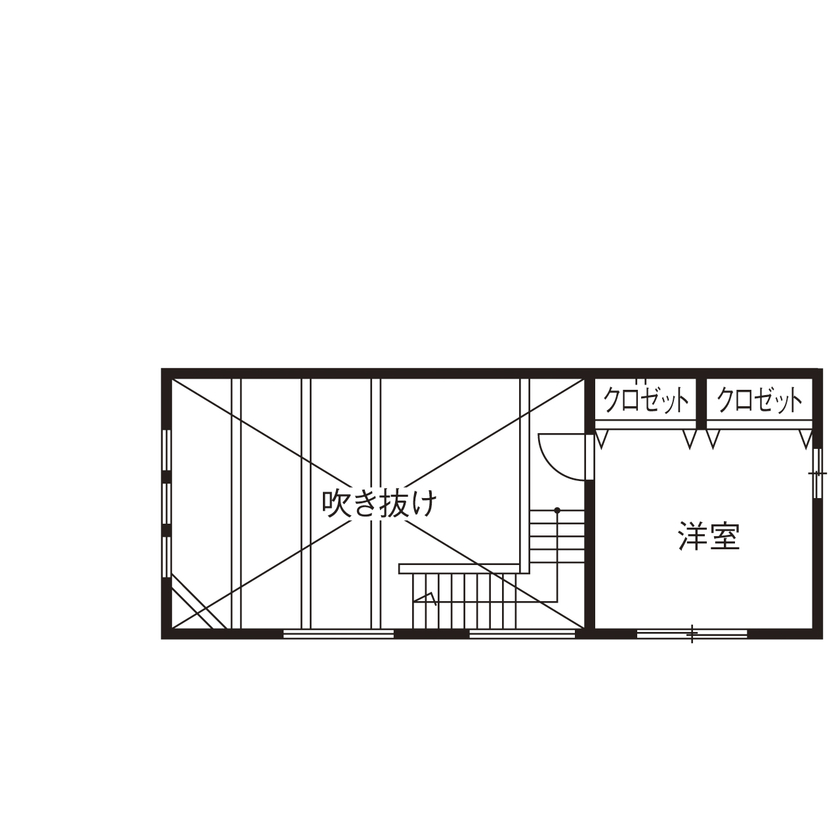 ユニバーサルホーム 【間取図/床暖房/アメリカンハウス/カバードポーチ】米軍ハウスをイメージしたヴィンテージ感覚の平屋風の間取り図（2LDK）2階