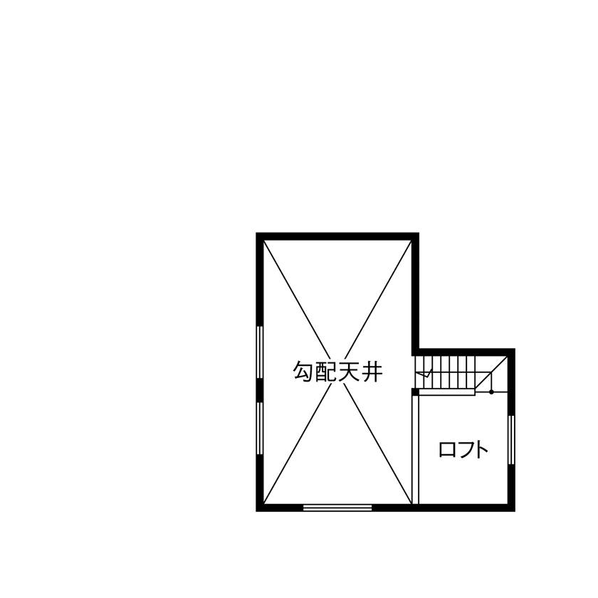 ユニバーサルホーム 【平屋／ペット／スキップフロア／間取図】愛犬との理想的な暮らし。タイルデッキ＆ドッグランのある家の間取り図（2LDK+ロフト）ロフト