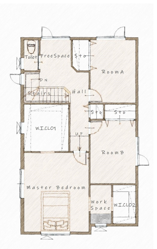 コスモ建設 【3200万円/札幌市/4LDK間取図あり】高天井の広々LDK、誰もが憧れる贅沢な暮らしの間取り図（4LDK）2階
