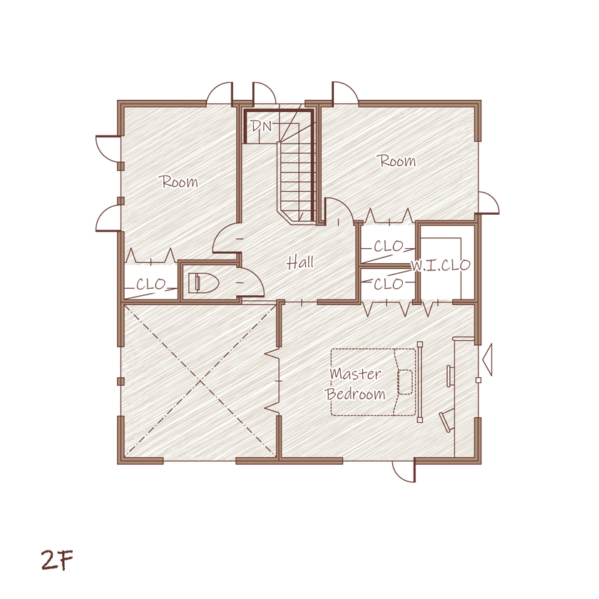コスモ建設 【2400万円/札幌市/4LDK間取図あり】アイランドキッチンと書斎があるゆとりのある暮らしの間取り図（4LDK）2階