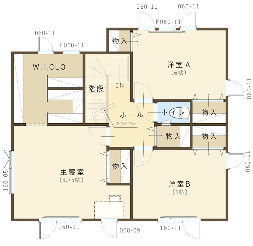 コスモ建設 天井高2.6m！贅沢なハイスタッド仕様の家の間取り図（4LDK）2階