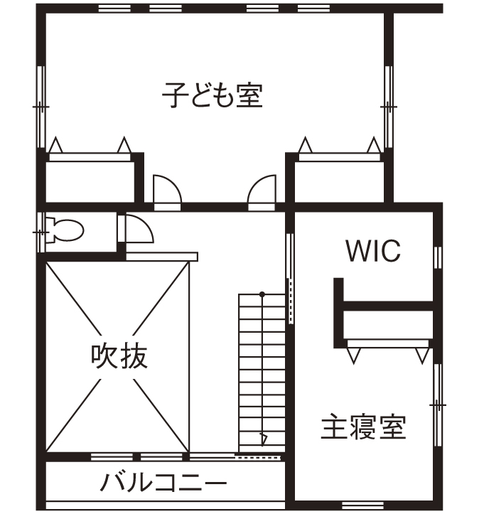さんわの家 【1000万円台/間取り図あり/4人家族】薪ストーブが映える！永住暖かいカフェのような家の間取り図（4LDK）2階
