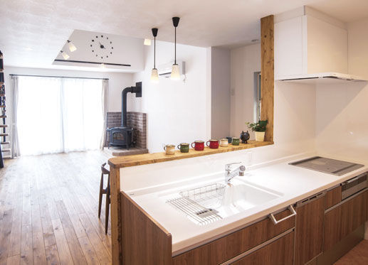 さんわの家 【1000万円台/間取り図あり/4人家族】薪ストーブが映える！永住暖かいカフェのような家の建築実例画像2