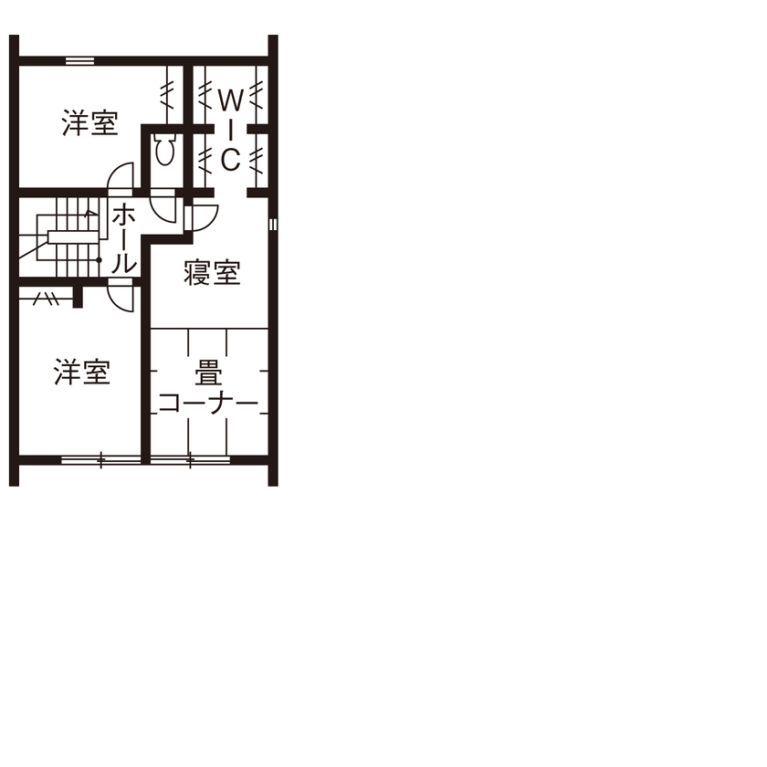 永和住宅 【3000万円台×テラス】連続した大開口窓から田園風景を取り込む、温泉旅館のような住まいの間取り図（4LDK）2階
