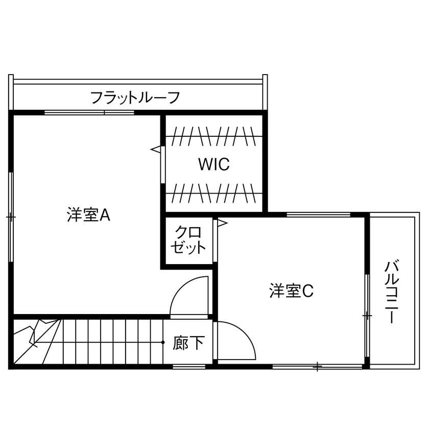 AZ-Ishihara 【1000万円台／狭小+ビルトインガレージ／間取り図有】2面採光のバルコニー付き、3LDKの狭小住宅の間取り図（3LDK）3階