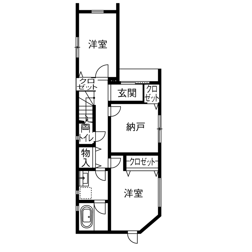 AZ-Ishihara 【2000万円台/3LDK＋S／狭小/間取り図有】街と調和する「タンタンドル―優しい時間」を過ごす家の間取り図（3LDK+納戸）1階