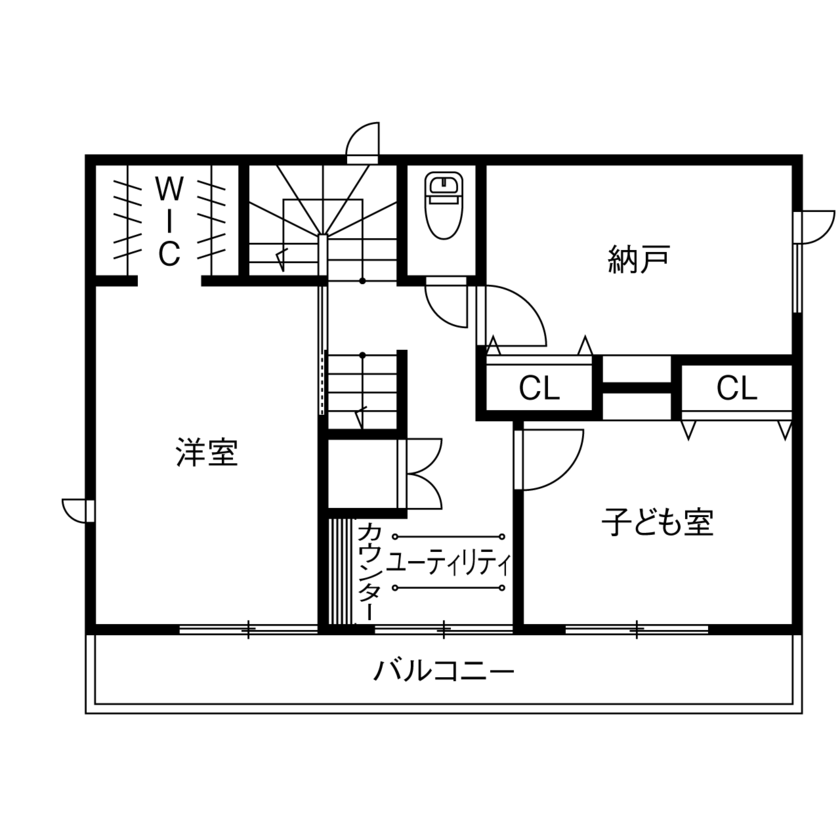 兼六土地建物 【小屋裏／家事動線／間取図】「オーソドックスだからこそ飽きない」。末永く愛せる家の間取り図（2LDK+納戸）2階