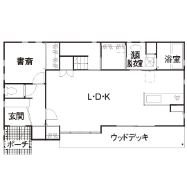 ワンダーホーム 「回遊型の家事ラク動線で、日々の面倒くささを解消！」機能性も重視したプロヴァンススタイルの住まいの間取り図（4LDK）1階