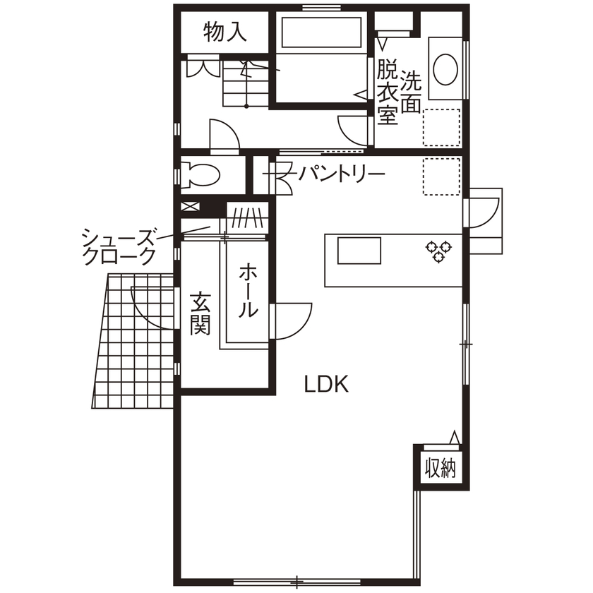 ワンダーホーム 【2000万円台｜間取り図】土地＋住まいの提案が嬉しい！家族がくつろげるホテルライクな暮らしを楽しむ家の間取り図（3LDK）1階