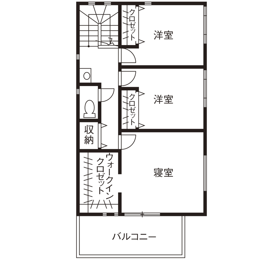 ワンダーホーム 【2000万円台｜間取り図】土地＋住まいの提案が嬉しい！家族がくつろげるホテルライクな暮らしを楽しむ家の間取り図（3LDK）2階