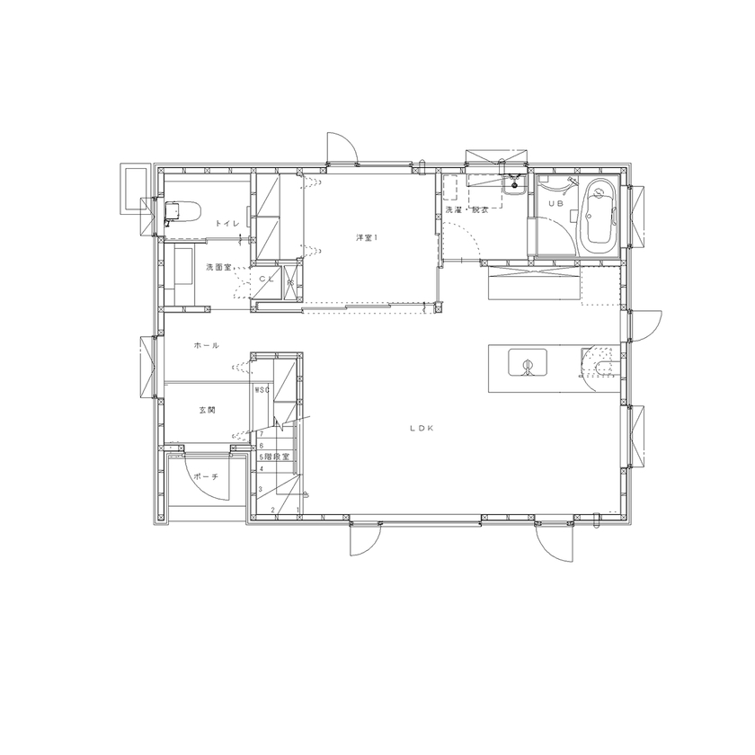 ハウジング光陽 【2500万円台／3LDK／間取図あり】家の中に空を取り込んだ自然と一体になれる住まいの間取り図（3LDK）1階
