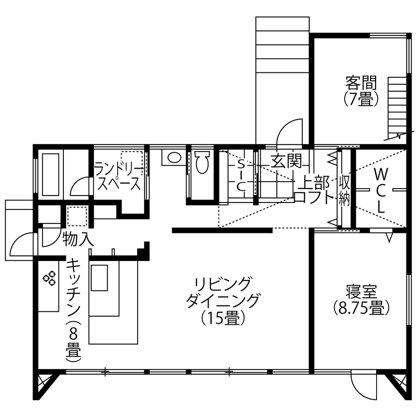 ハウジング光陽 【3000万円台前半／2LDK／平屋／間取図あり】自然あふれる土地にゆったりと流れる、家族団らんの時間の間取り図（2LDK）1階