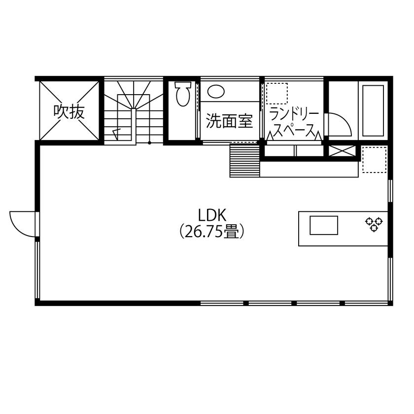 ハウジング光陽 【3000万円台前半／4LDK／2階リビング／間取図あり】東に眺望の良い特等席！スキーのチューニングルームもの間取り図（4LDK）2階
