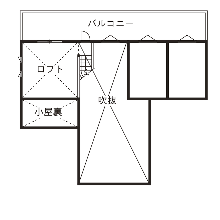 無垢スタイル建築設計 【4000万円/50坪台/ZEH/間取図有】アミューズな開放感と贅をちりばめた住まいで至福の時をの間取り図（4LDK）ロフト