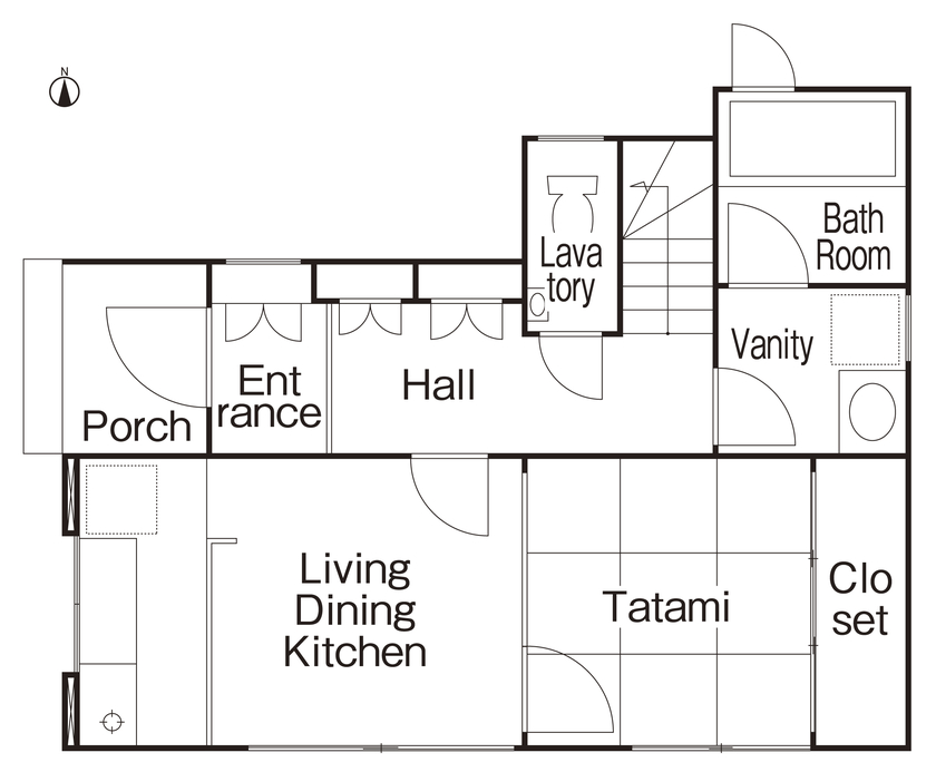アップルヤードデザイン 【足立区/間取図有/細長い家】イメージは海外のヴィンテージアパート。細部にまでこだわった二世帯住宅の間取り図（4LDK）1階