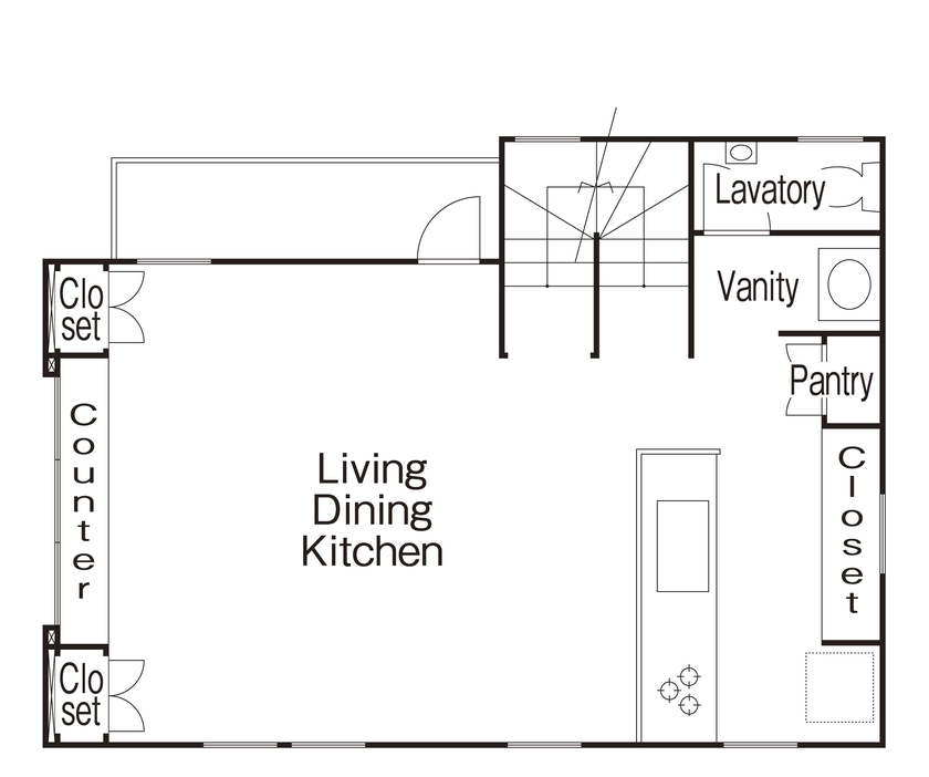 アップルヤードデザイン 【足立区/間取図有/細長い家】イメージは海外のヴィンテージアパート。細部にまでこだわった二世帯住宅の間取り図（4LDK）2階