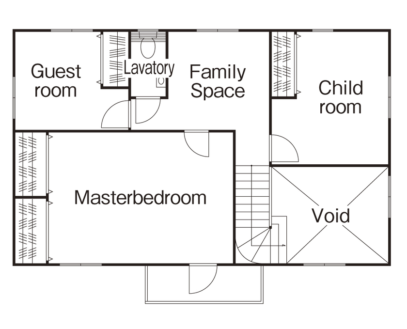 アップルヤードデザイン 【横浜市/2000万円台/間取図有/お城みたいな家/吹き抜け】店舗併用・フレンチモダンスタイルの輸入住宅の間取り図（4LDK）2階