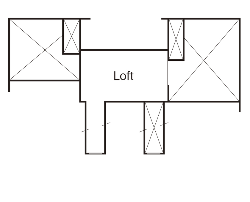 アップルヤードデザイン 【横浜市/2000万円台/間取図有/お城みたいな家/吹き抜け】店舗併用・フレンチモダンスタイルの輸入住宅の間取り図（4LDK）ロフト